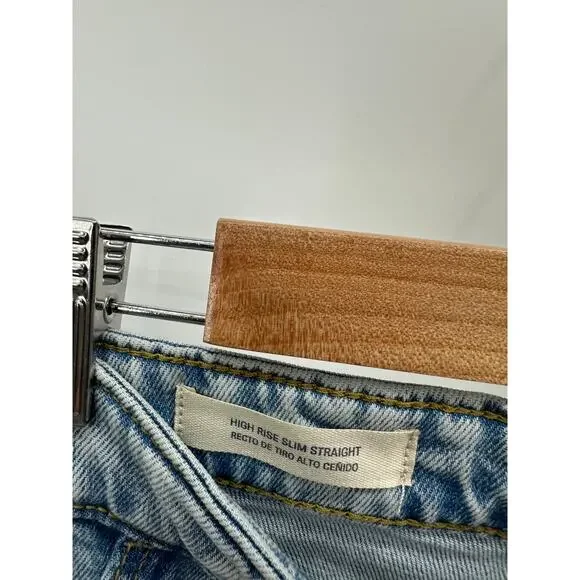 Universal Thread Jeans Women 4/27 Blue Light Wash Denim High Rise Slim Straight - Picture 6 of 9